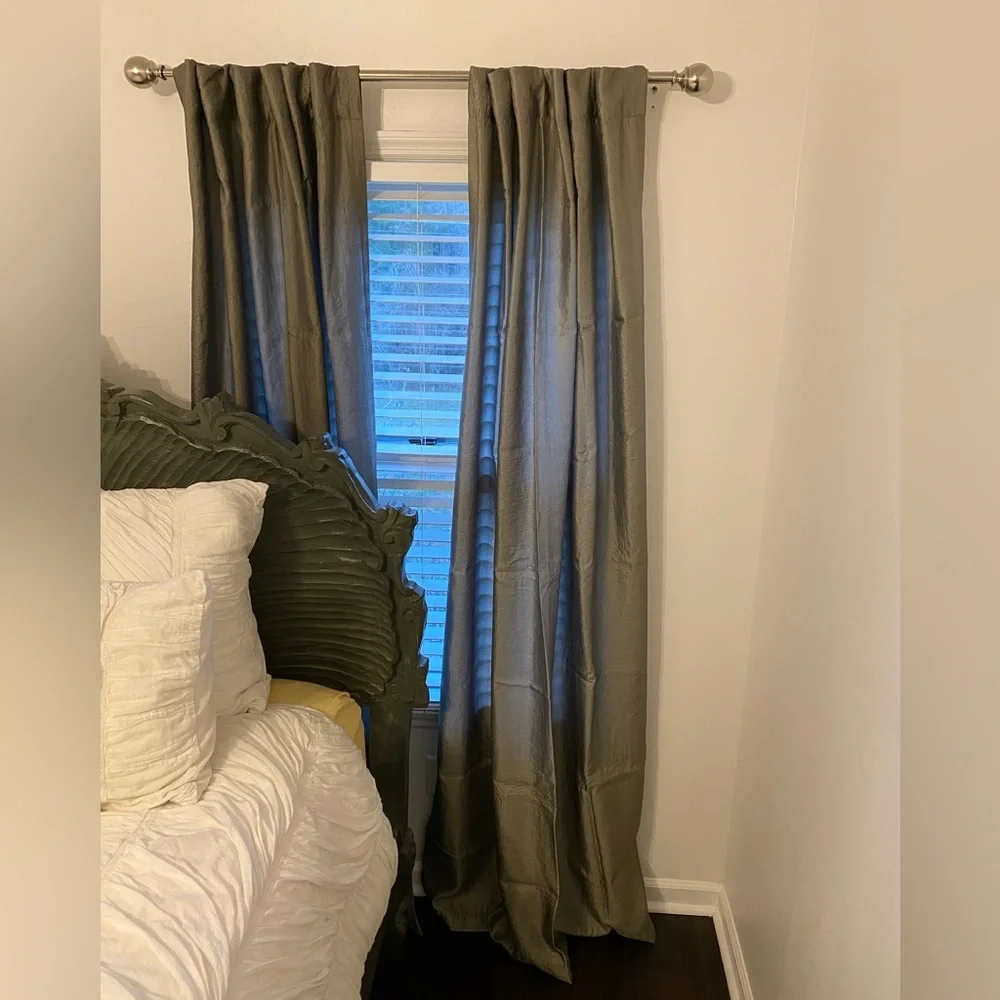 West Elm silver curtain panels
